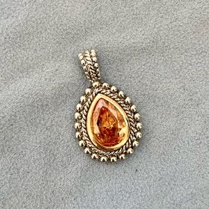 NWOT Sterling Silver Teardrop Amber Necklace